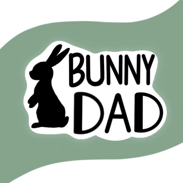 Bunny dad black silhouette sticker, vinyl decal for rabbit owners.