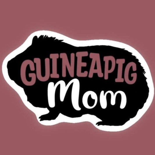 Guinea pig mom silhouette sticker in pink