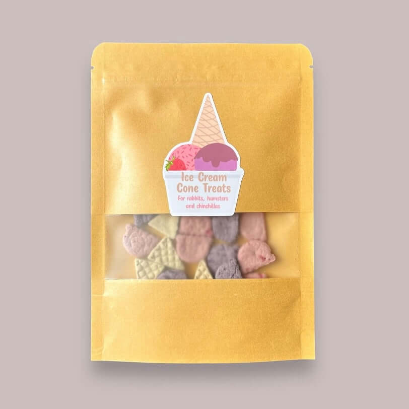 Oat Ice cream cone pet treats. Safe Treats for rabbits, hamster treats, chinchilla treats.
