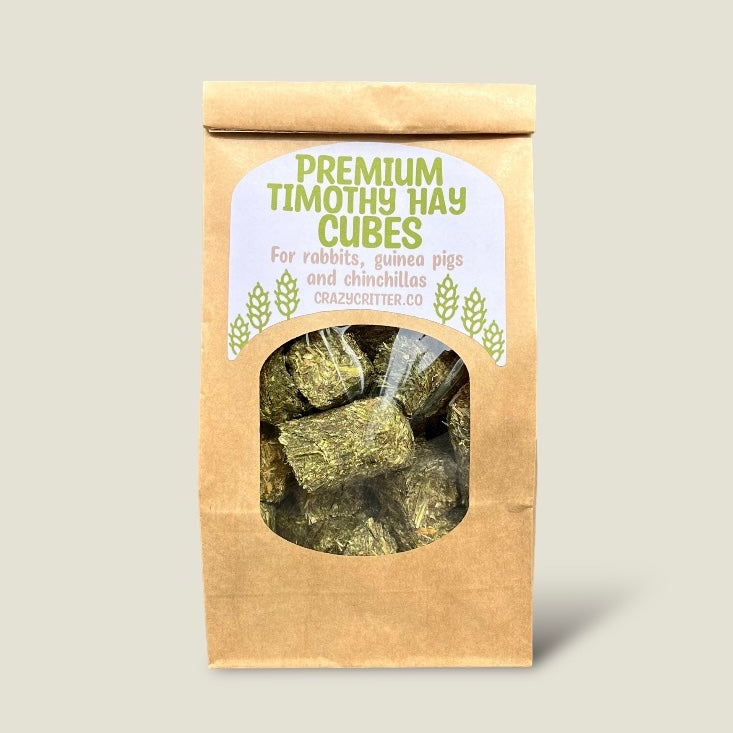 Premium timothy hay cubes for small pets. Natural grass hay cubes treats for rabbits, guinea pigs, and chinchillas.