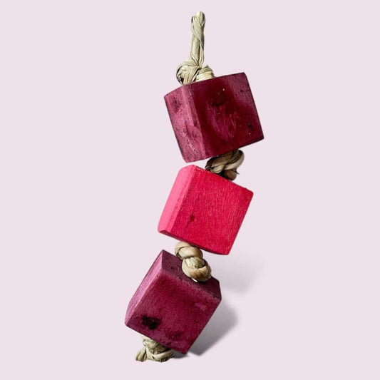 Berry infused rabbit toy, wooden toy for small animals, infused with fruit juice, dye free pet toys for guinea pigs, hamsters, rats and mice.